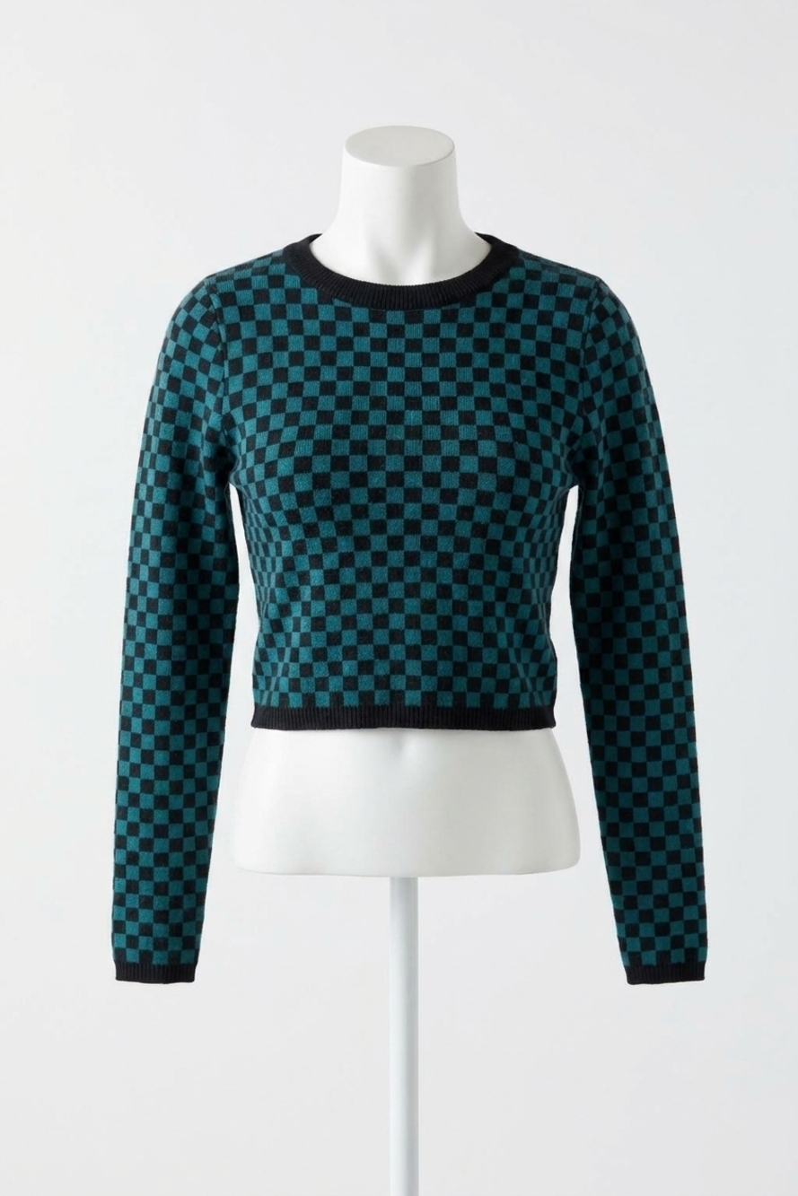 NEW DAYDREAMER check pullover top in teal